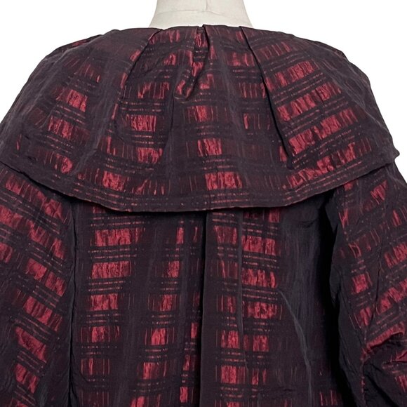 Red Black Ruffle Collar Jacket S Nylon Whimsigoth Vamp Steampunk Ruffle Balloon - Picture 3 of 10